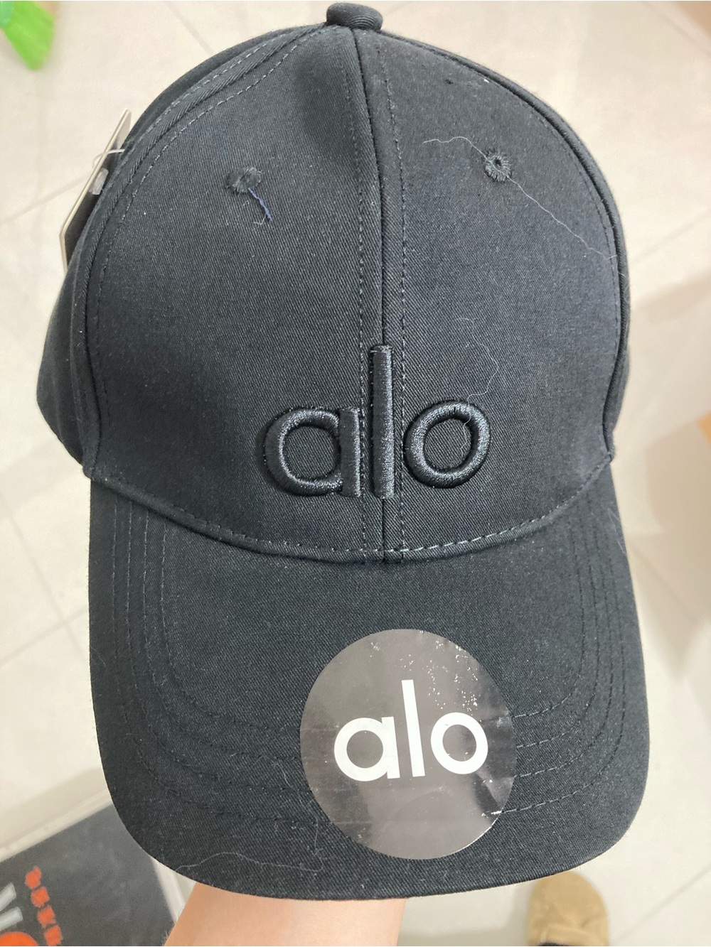 ALO Yoga Black Embroidered 'alo' Baseball Hat